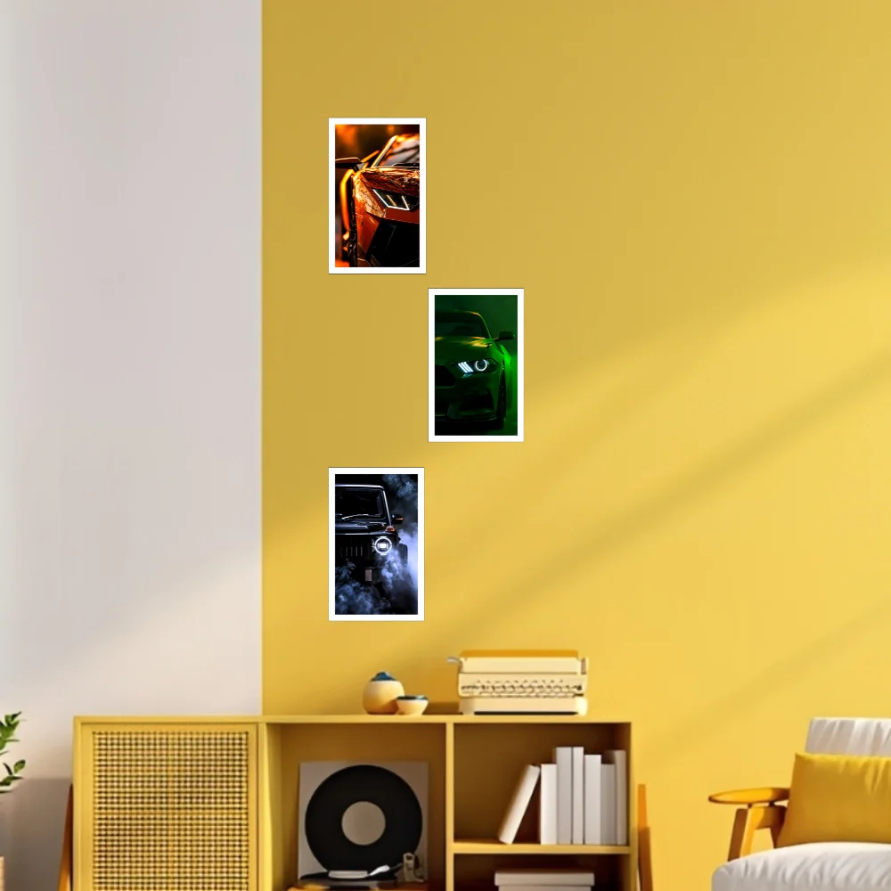 Djane Studio Car Wall Poster | Car Wall Sticker for Living Room, Bedroom, Office & Gaming Room | Modern Home Décor | Pack of 3 | Size 8x5 Inch